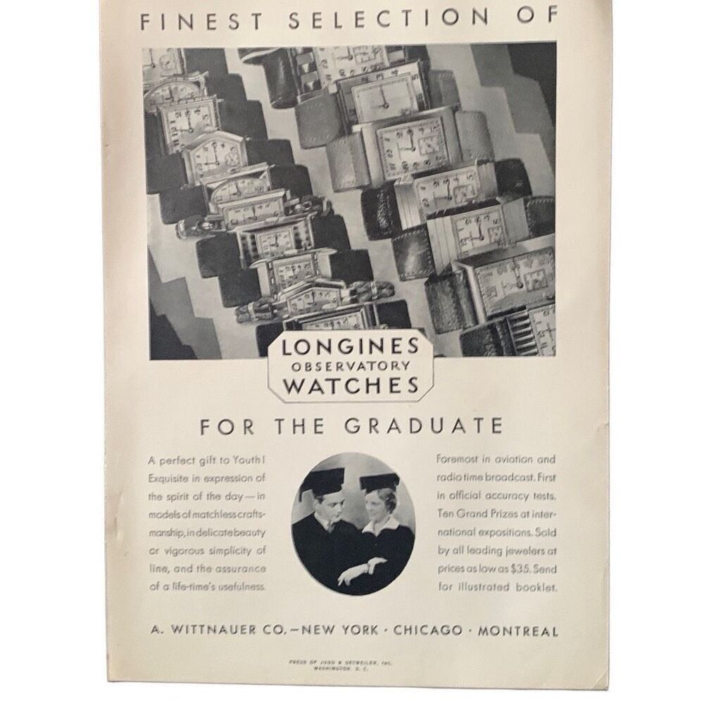 Vintage 1930 Longines Observatory Watches Ad Advertisement